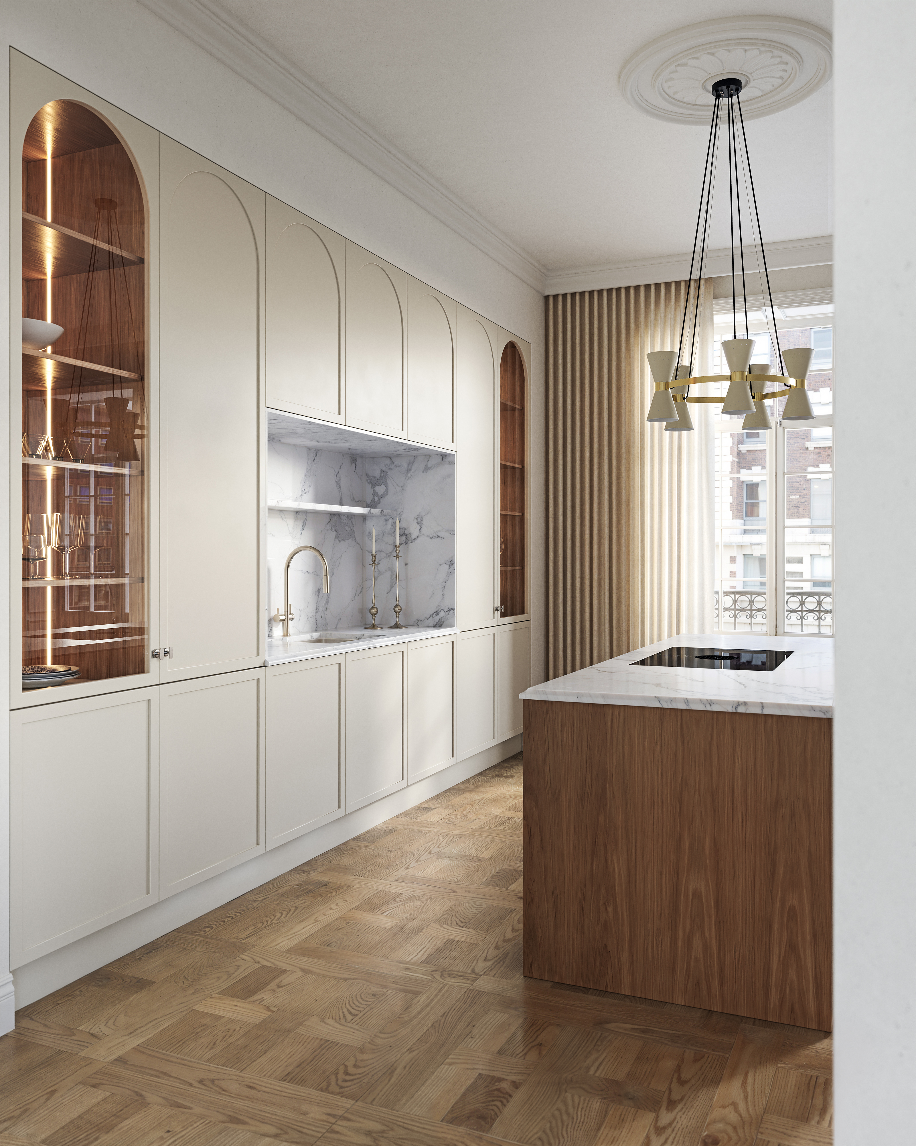 Ajaton keittiödesign kaariovi Fior